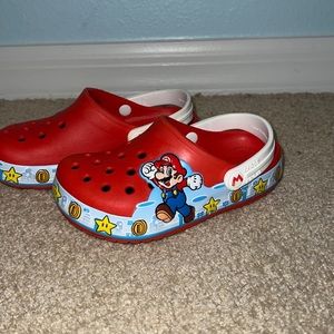 Light up Mario bros crocs toddler sz 10 red